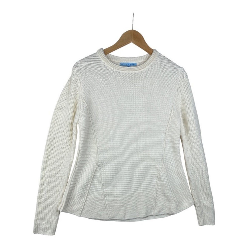 Antonio Melani Womens Knit Cream Ribbed Sweater Sizeβ Medium